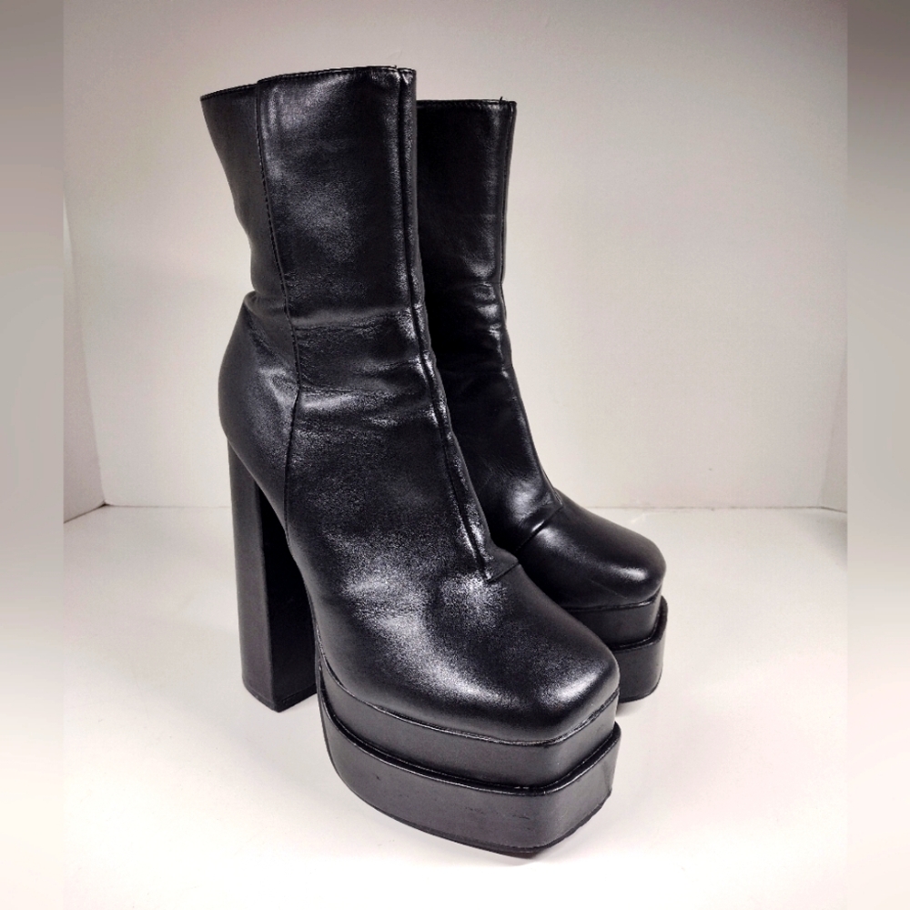 Boohoo Black Chunky High Platform Boots - Picture 2 of 15